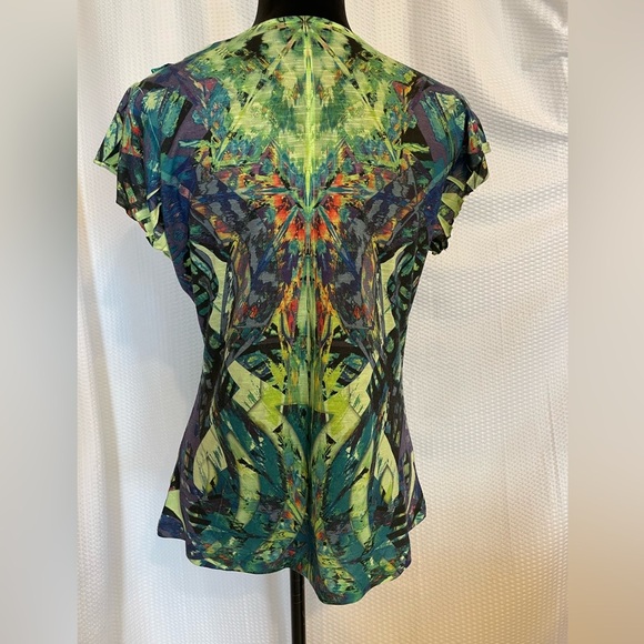 Apt. 9 v-neck embroidered tie dye short sleeve blouse size medium - Picture 4 of 7